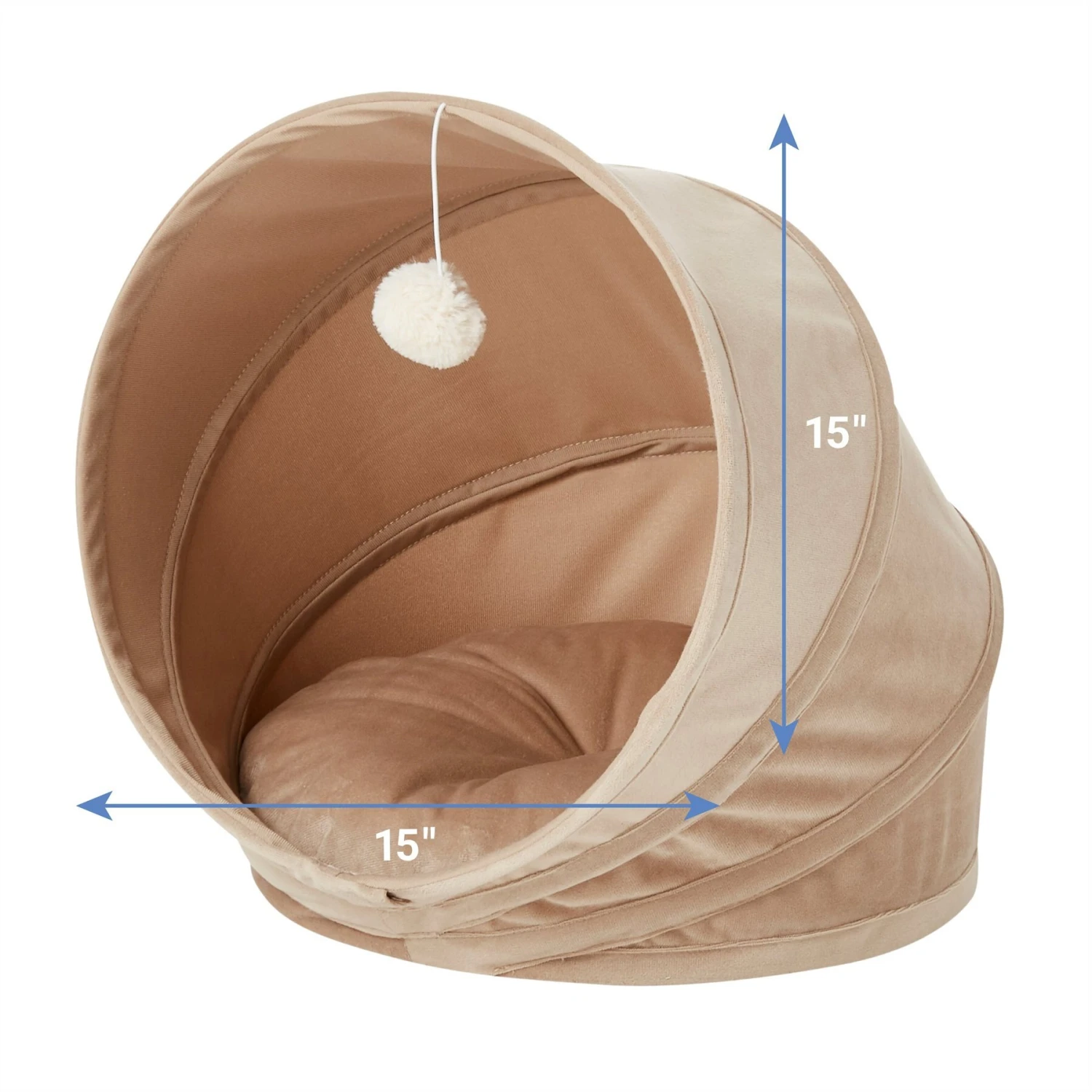 Frisco Foldable Canopy Cat Bed, Sandy Beige 4 Frisco Foldable Canopy Cat Bed, Sandy Beige - Image 4