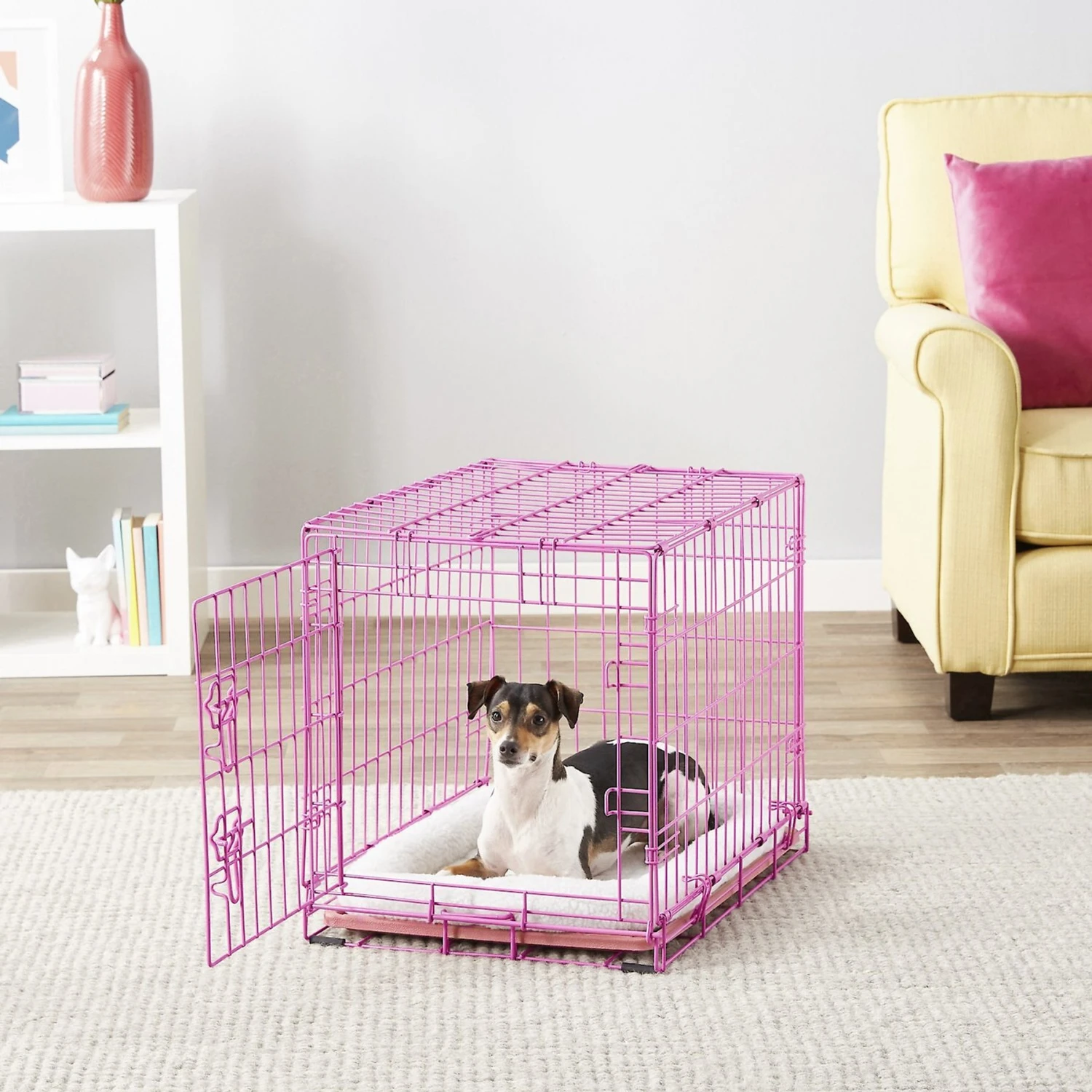 Frisco Fold & Carry Single Door Collapsible Wire Dog Crate, Pink 1 Frisco Fold & Carry Single Door Collapsible Wire Dog Crate, Pink