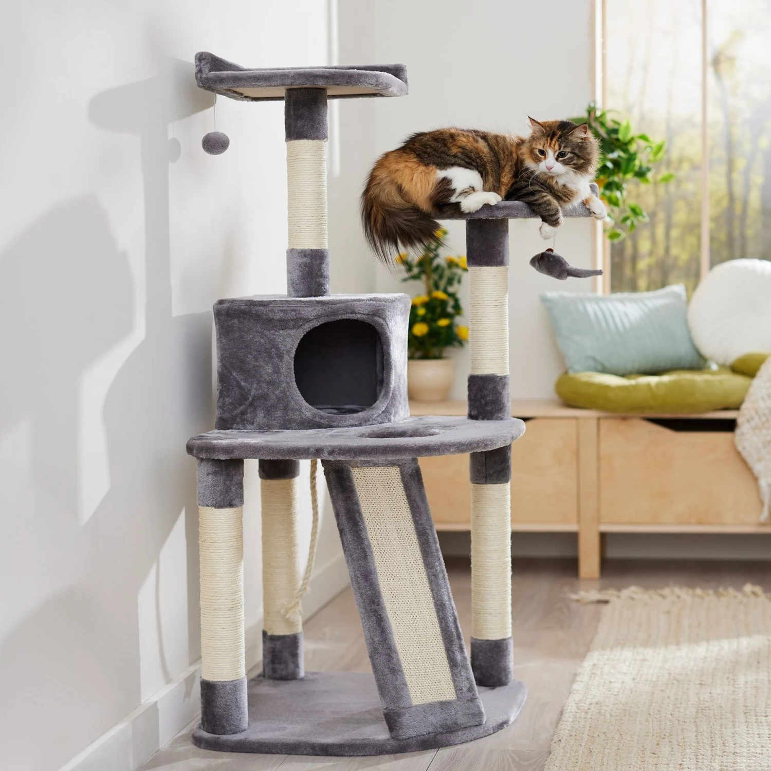 Frisco 48-in Faux Fur Cat Tree & Condo 1 Frisco 48-in Faux Fur Cat Tree & Condo
