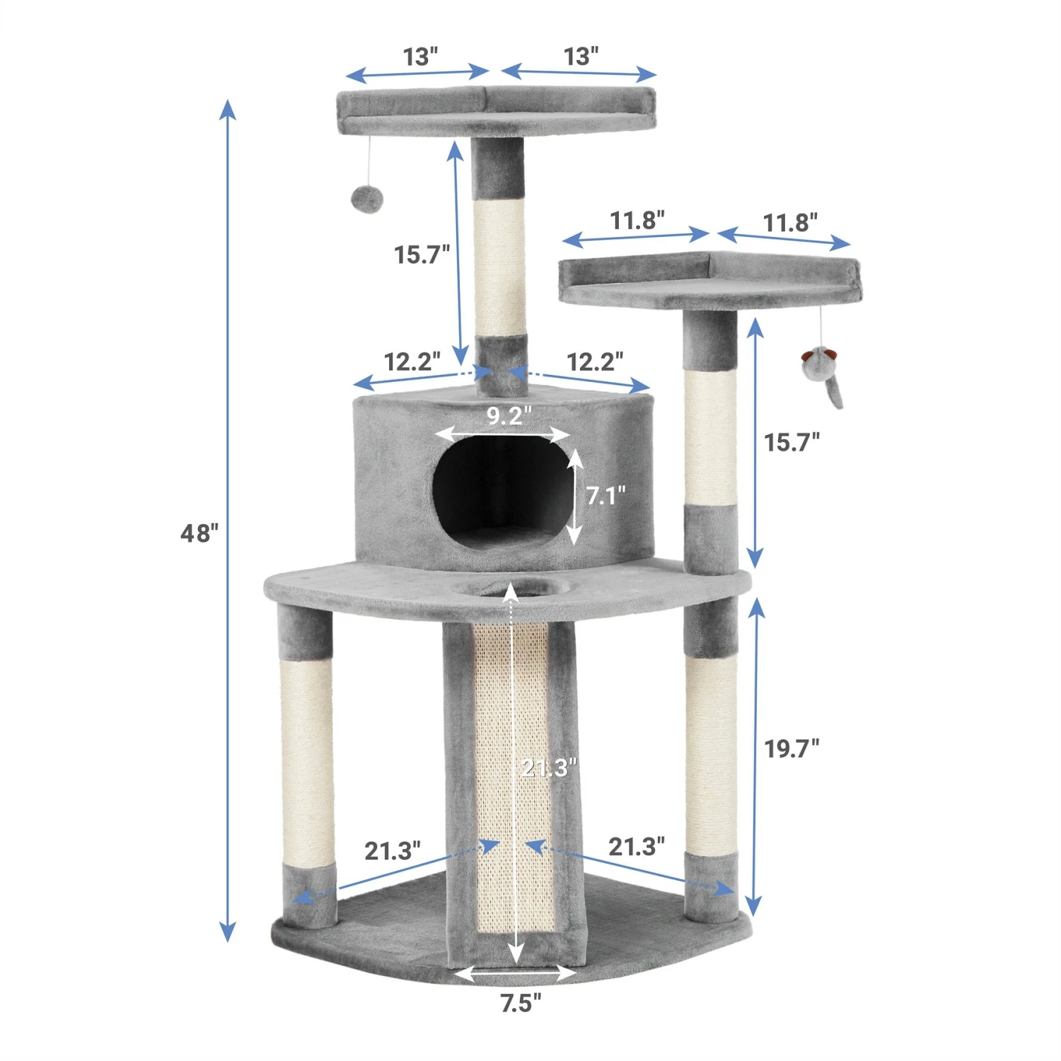 Frisco 48-in Faux Fur Cat Tree & Condo 2 Frisco 48-in Faux Fur Cat Tree & Condo - Image 2
