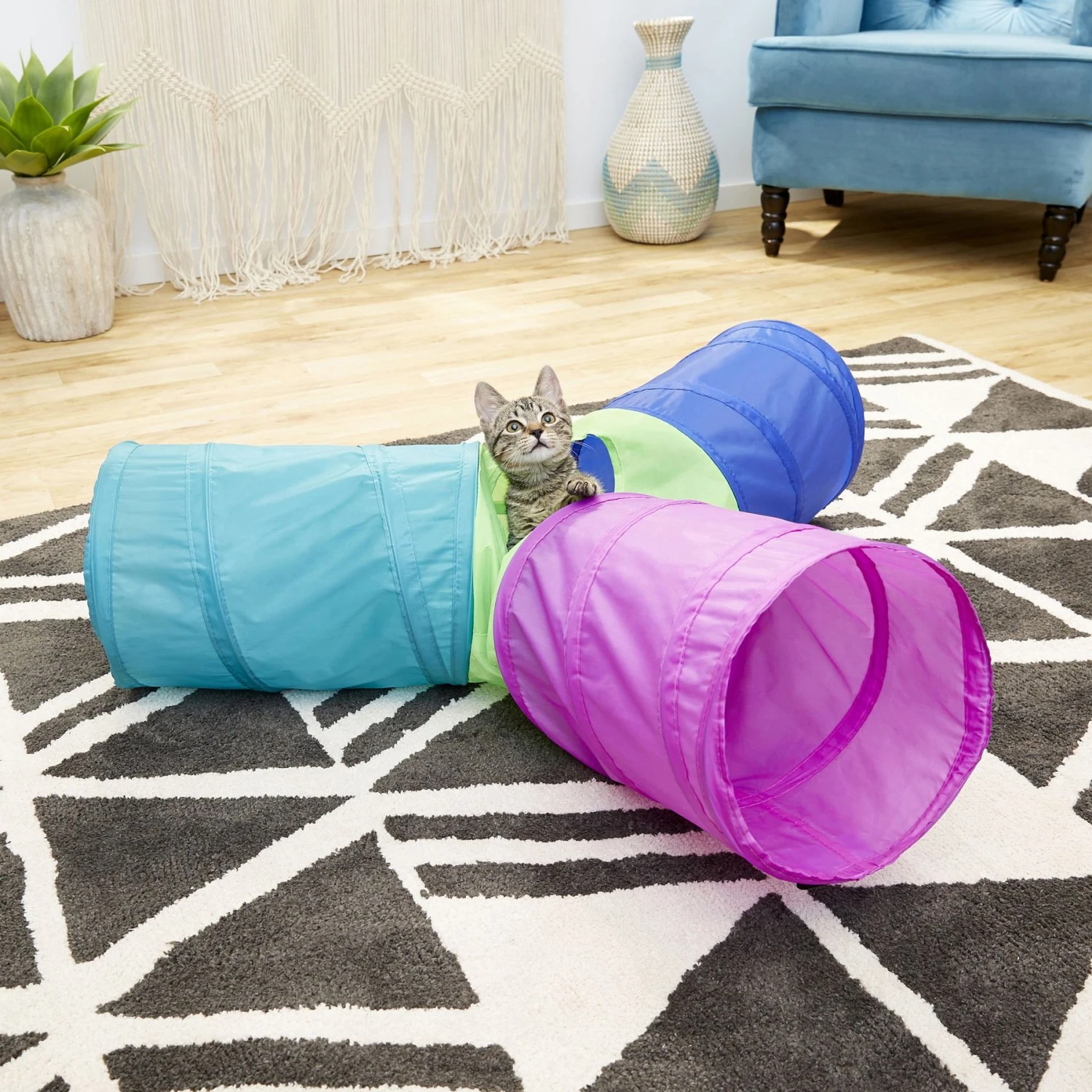 Frisco Foldable Play Tri-Tunnel Cat Toy 1 Frisco Foldable Play Tri-Tunnel Cat Toy