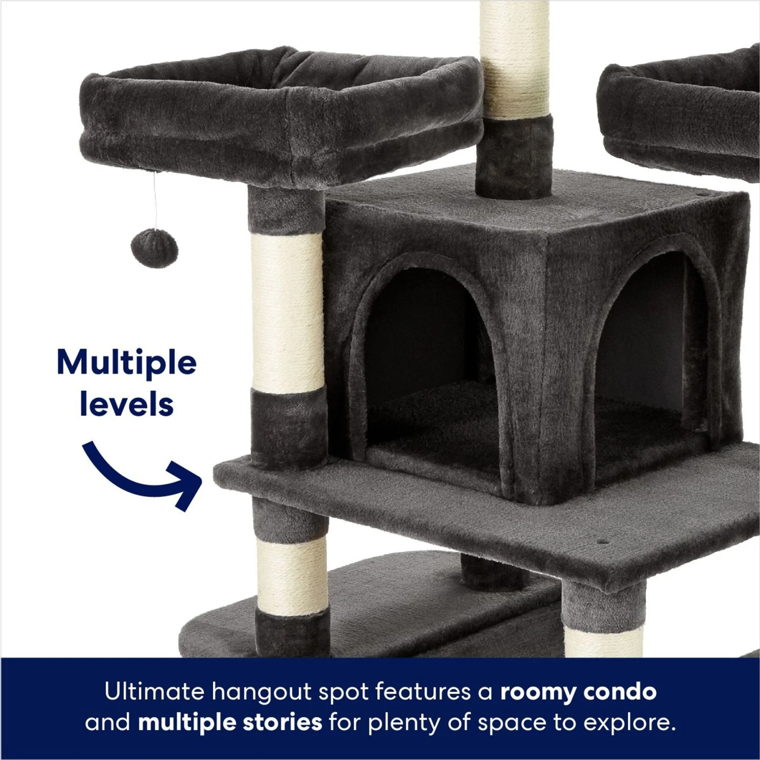 Frisco 68-in Faux Fur Cat Tree & Condo 3 Frisco 68-in Faux Fur Cat Tree & Condo - Image 3