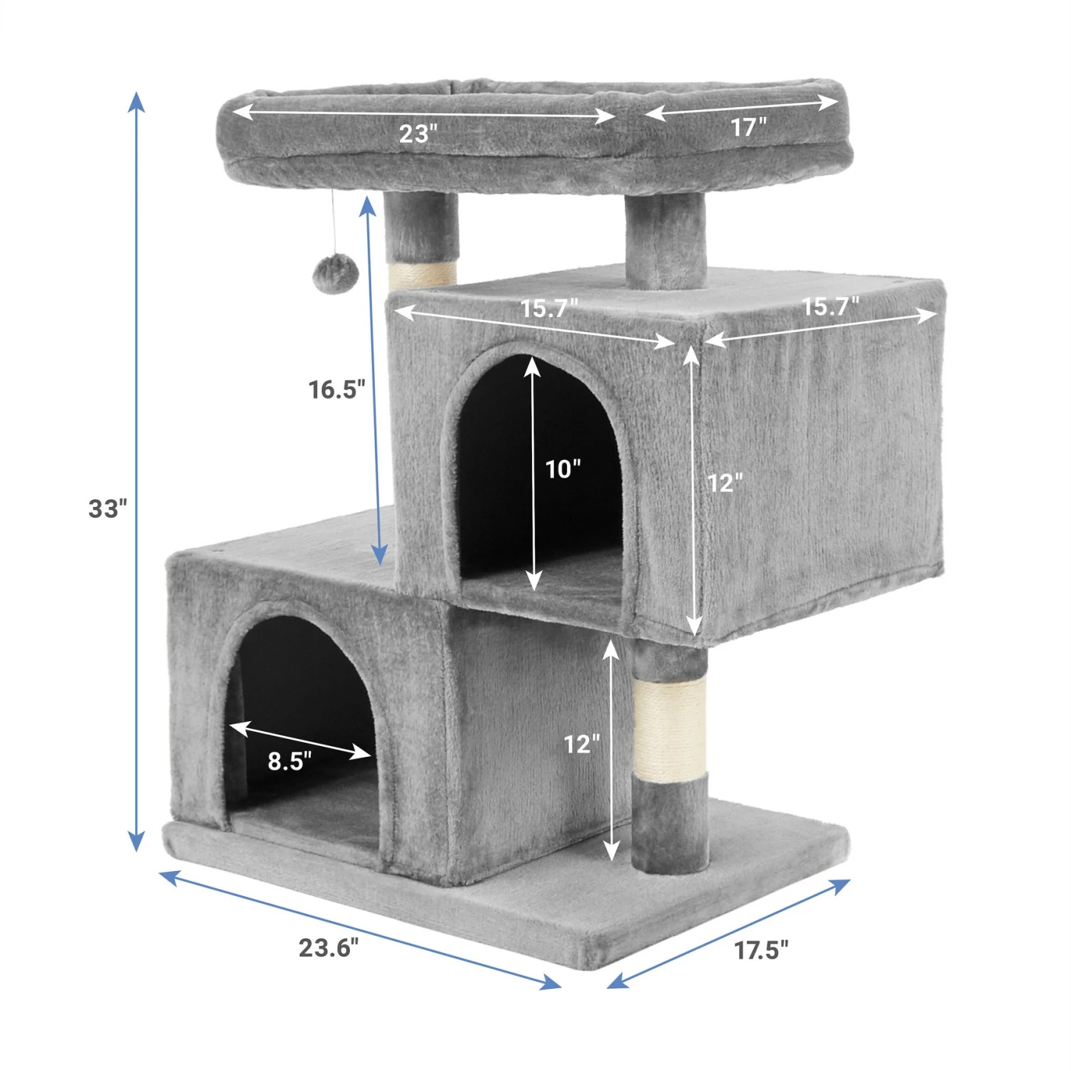 Frisco 33-in Faux Fur Cat Tree & Condo 2 Frisco 33-in Faux Fur Cat Tree & Condo - Image 2
