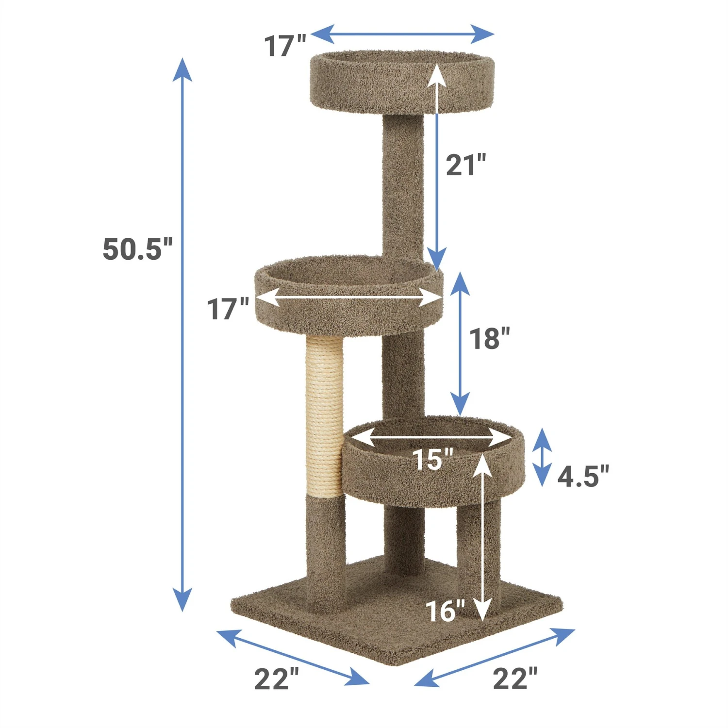 Frisco 50-in Real Carpet Wooden Cat Tree 2 Frisco 50-in Real Carpet Wooden Cat Tree - Image 2