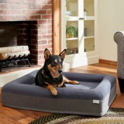 Frisco Orthopedic Rectangular Bolster Cat & Dog Bed W/Removable Cover