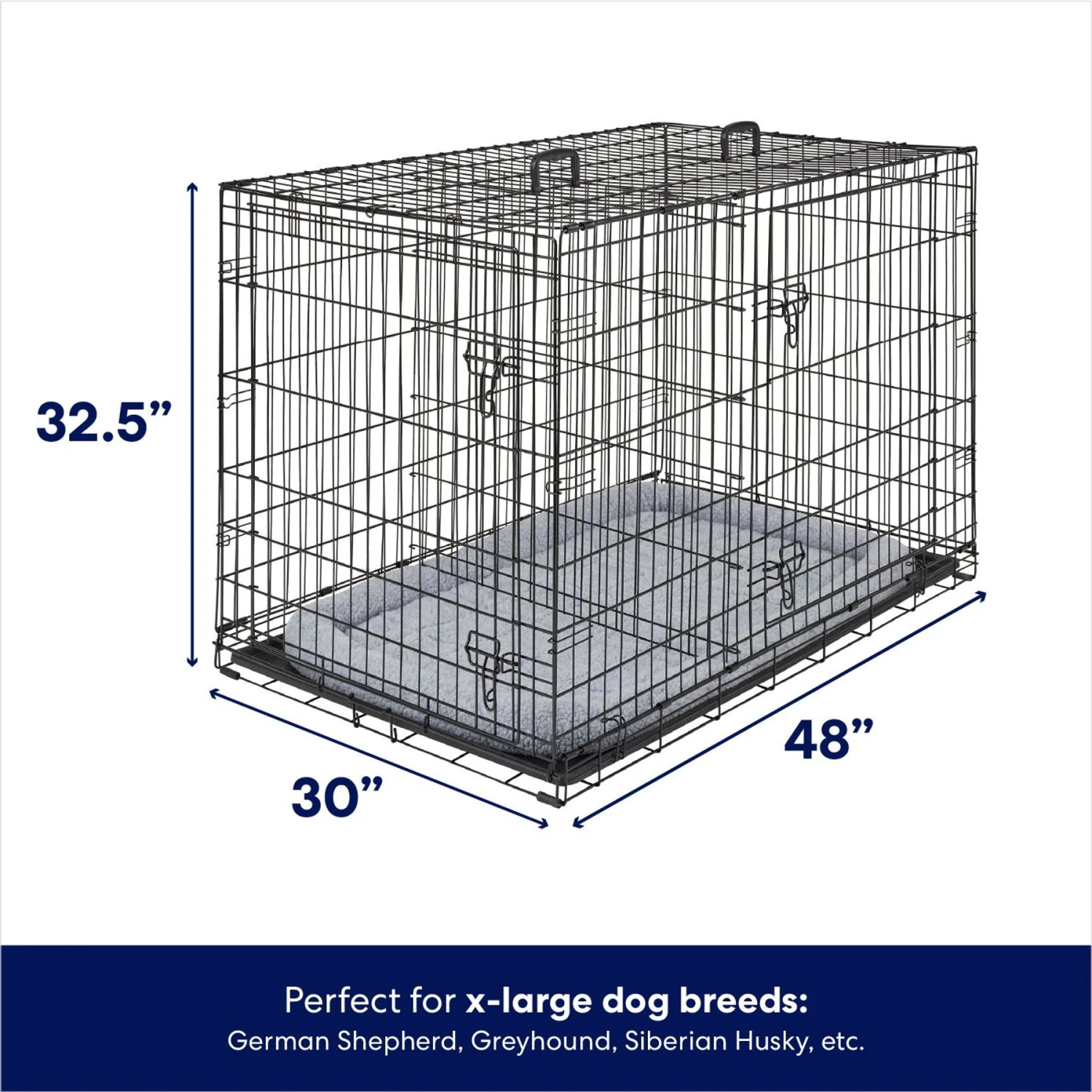 Frisco Fold & Carry Double Door Collapsible Wire Dog Crate & Mat Kit 2 Frisco Fold & Carry Double Door Collapsible Wire Dog Crate & Mat Kit - Image 2