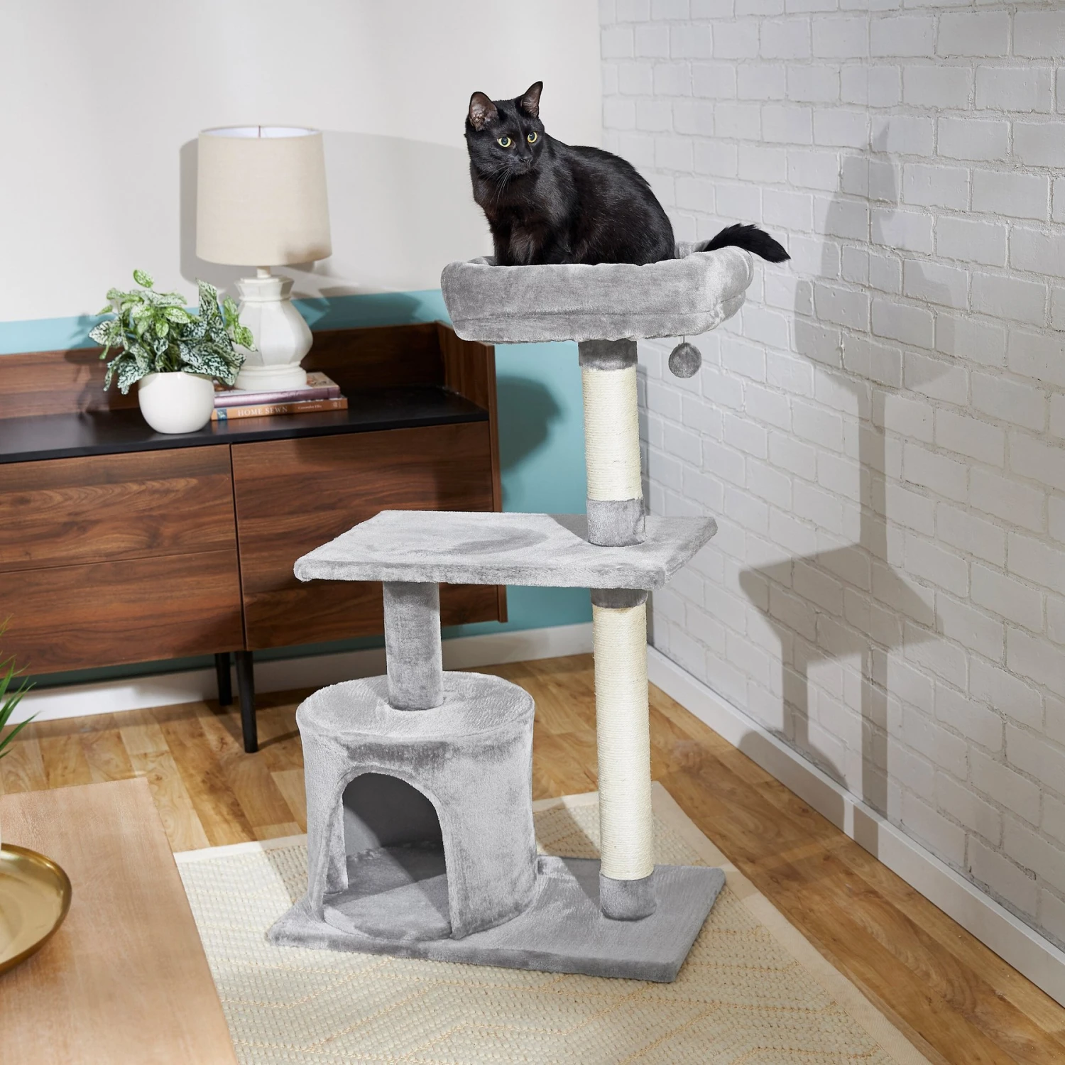 Frisco 38-in Cat Tree With Condo, Top Perch & Toy 1 Frisco 38-in Cat Tree With Condo, Top Perch & Toy