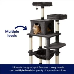 Frisco 64-in Cat Tree With Hammock, Condo, 2 Top Perches With Bed -Frisco Sales Store 214387 PT2. AC SS1800 V1667227605