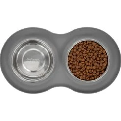 Frisco Double Stainless Steel Pet Bowl With Silicone Mat 12 Frisco Double Stainless Steel Pet Bowl With Silicone Mat -Frisco Sales Store 215986 PT4. AC SS1800 V1591020068