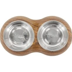 Frisco Double Stainless Steel Bowl, Wood Design -Frisco Sales Store 216068 PT3. AC SS1800 V1591021035