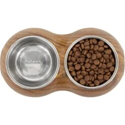 Frisco Double Stainless Steel Bowl, Wood Design -Frisco Sales Store 216068 PT4. AC SS1800 V1591021017