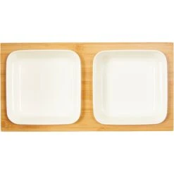 Frisco Square Melamine Dog & Cat Bowl Set With Bamboo Stand -Frisco Sales Store 232076 PT2. AC SS1800 V1605110607