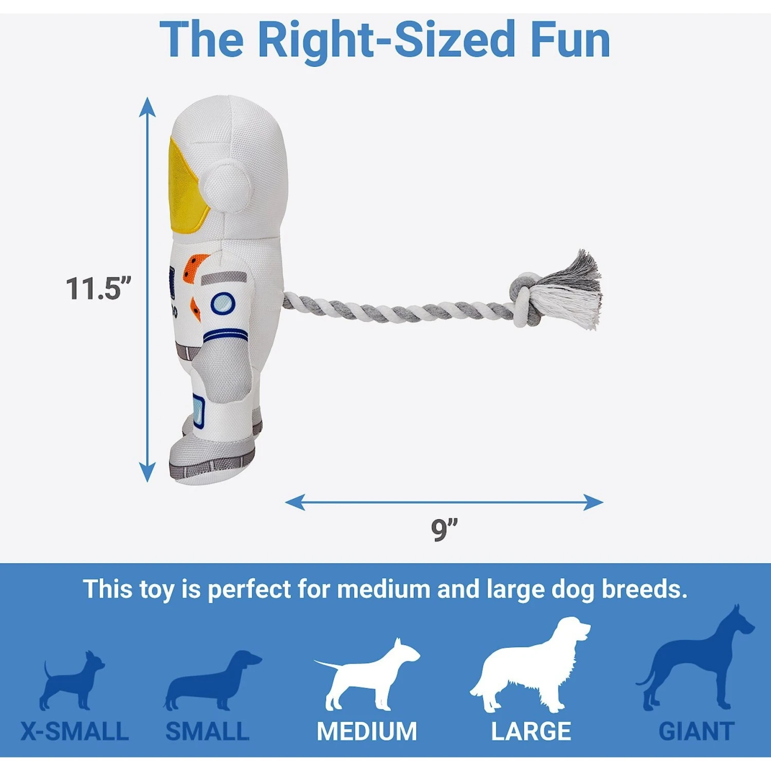 Frisco Ballistic Nylon Plush With Rope Squeaky Astronaut Dog Toy 2 Frisco Ballistic Nylon Plush With Rope Squeaky Astronaut Dog Toy - Image 2