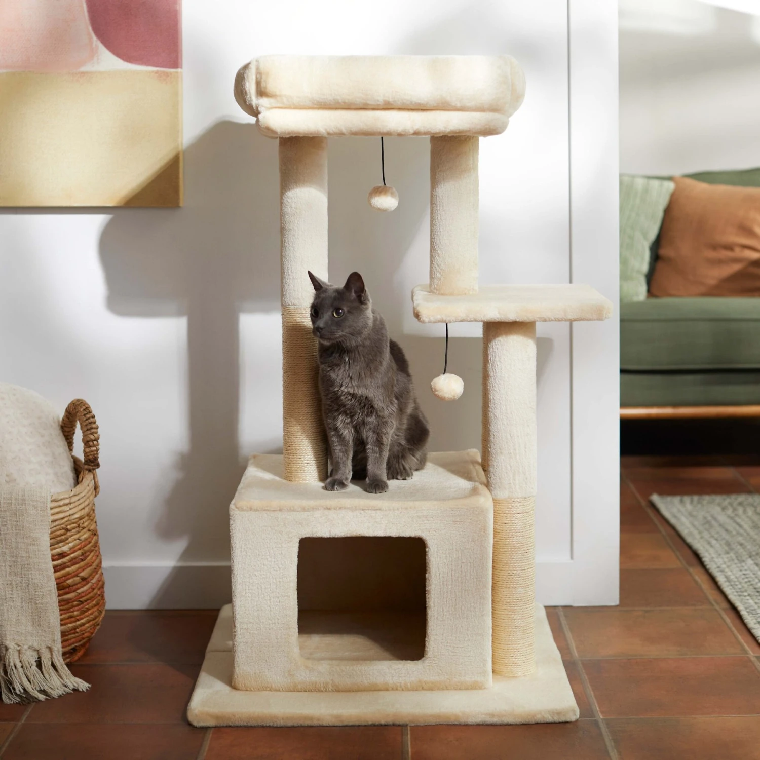 Frisco 40-in Faux Fur Cat Tree & Condo 1 Frisco 40-in Faux Fur Cat Tree & Condo