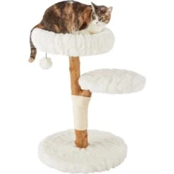 Frisco Natural Wood Modern Cat Tree With Toy, Ivory, Medium -Frisco Sales Store 236561 PT2. AC SS1800 V1615987414