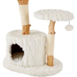 Frisco Natural Wood Modern Cat Tree With Toy, Ivory, Large -Frisco Sales Store 236563 PT5. AC SS1800 V1615989095