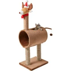 Frisco Holiday 52.3-in Reindeer Cat Scratching Post & Tunnel -Frisco Sales Store 236569 PT2. AC SS1800 V1601334091