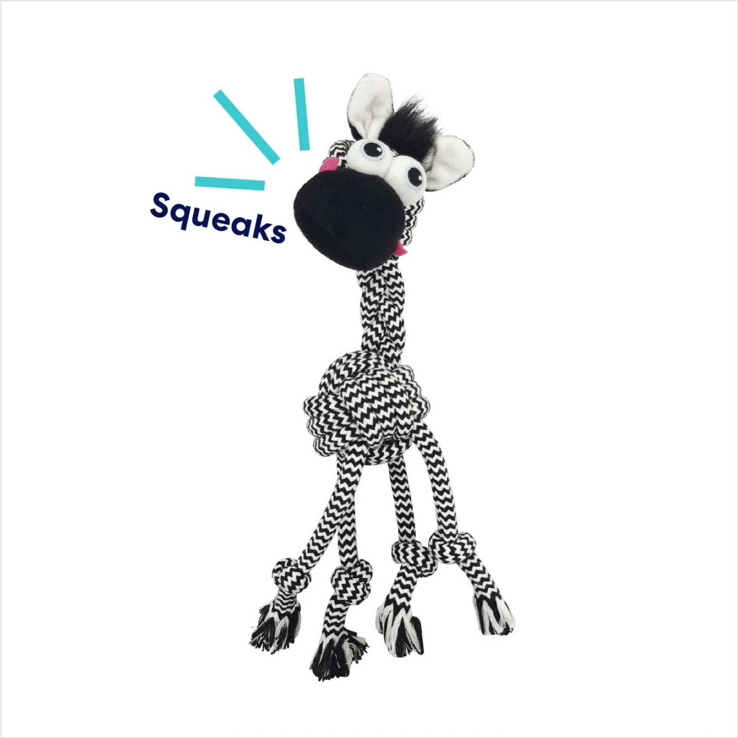 Frisco Zebra Rope Squeaky Dog Toy 3 Frisco Zebra Rope Squeaky Dog Toy - Image 3