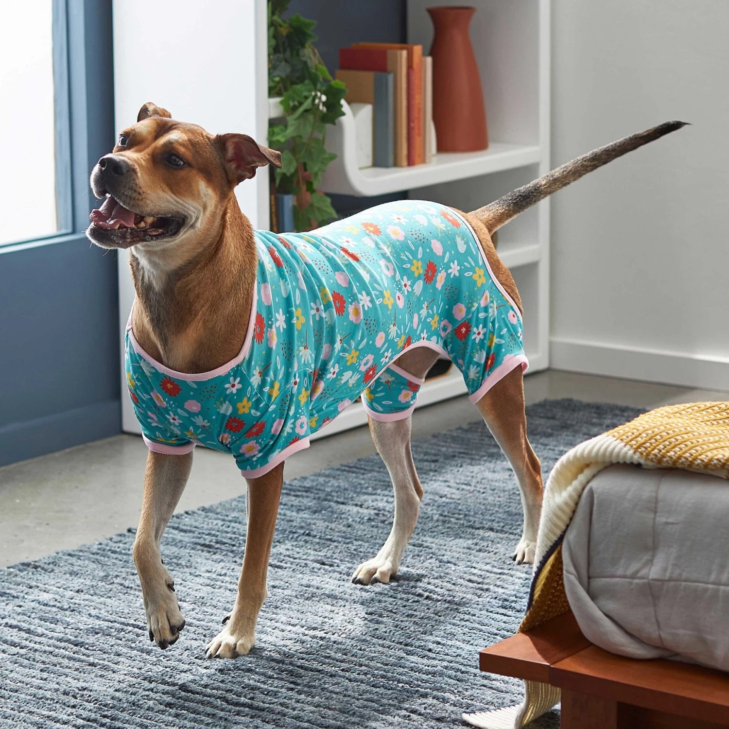 Frisco Teal Floral Dog & Cat Jersey PJs 6 Frisco Teal Floral Dog & Cat Jersey PJs - Image 6