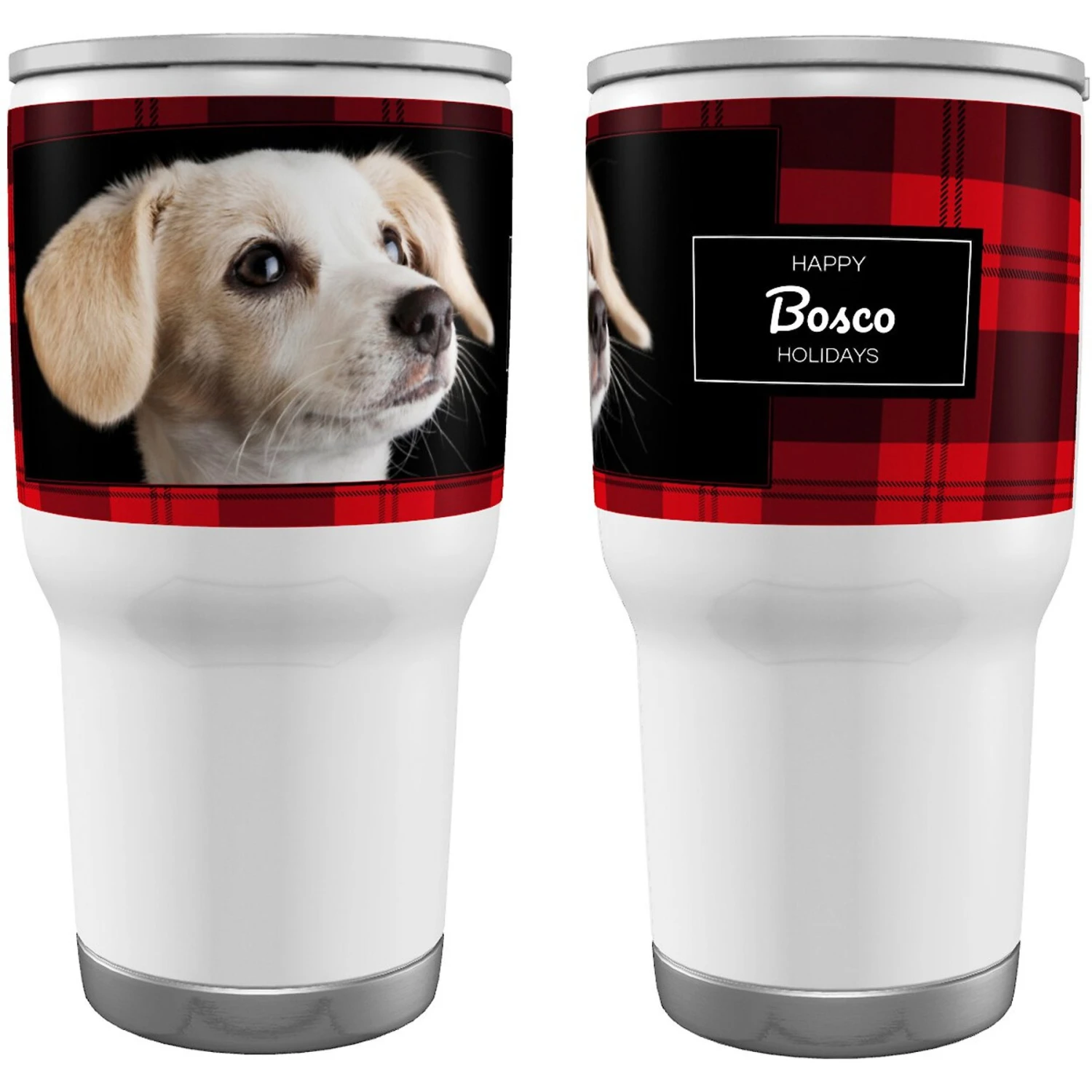 Frisco Double Walled Red Plaid Personalized Tumbler, 30-oz Cup 1 Frisco Double Walled Red Plaid Personalized Tumbler, 30-oz Cup