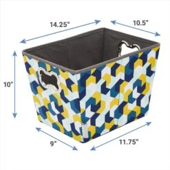 Frisco Rectangle Collapsible Pet Toy Storage Bin, Yellow Geometric -Frisco Sales Store 250578 PT2. AC SS1800 V1613774487