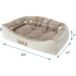 Frisco Rectangular Personalized Bolster Dog Bed W/Removable Cover, Beige, Medium -Frisco Sales Store 252613 PT2. AC SS1800 V1605142360