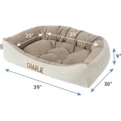 Frisco Rectangular Personalized Bolster Dog Bed W/Removable Cover, Beige, X-Large -Frisco Sales Store 252615 PT2. AC SS1800 V1605140223