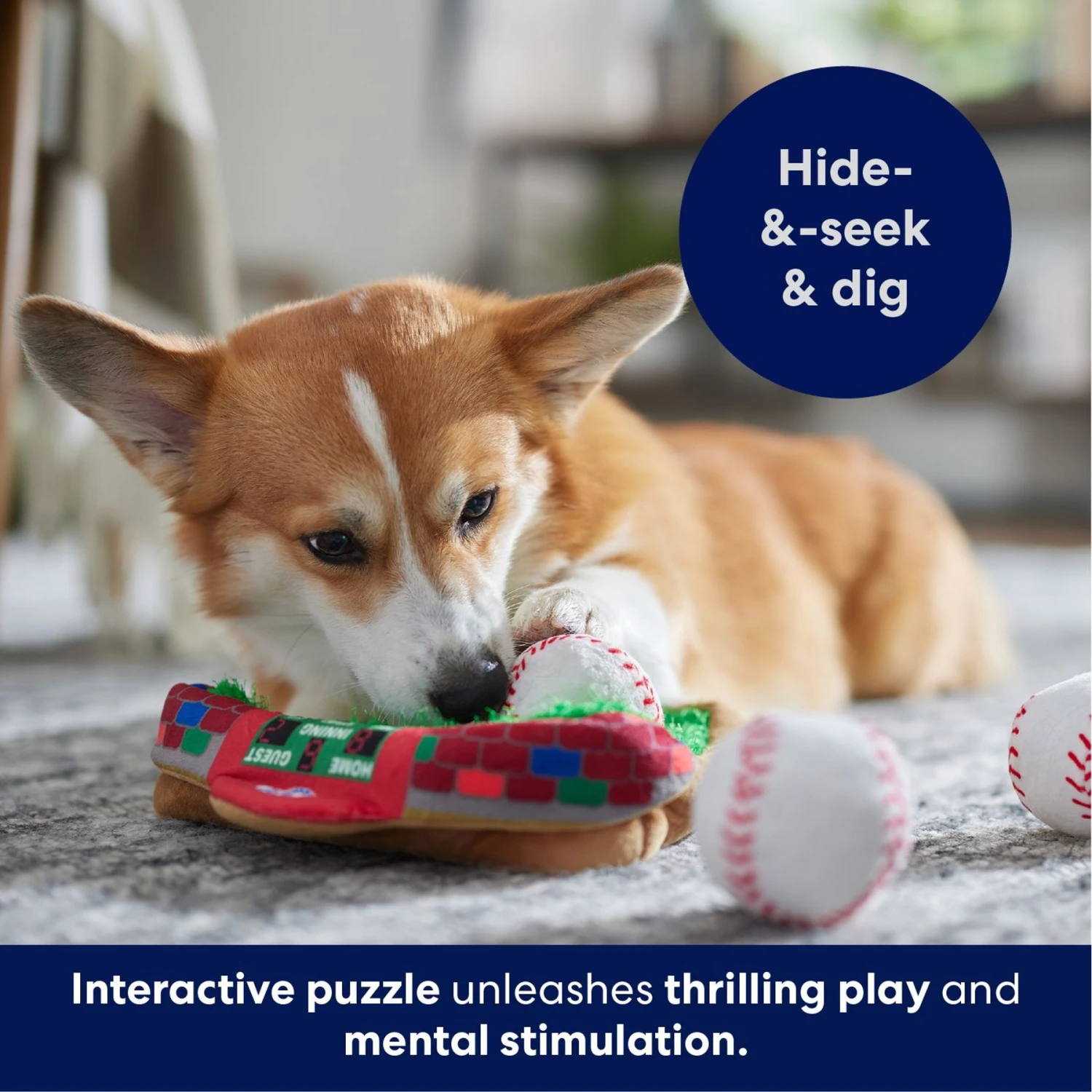 Frisco Baseball Hide & Seek Puzzle Plush Squeaky Dog Toy 6 Frisco Baseball Hide & Seek Puzzle Plush Squeaky Dog Toy - Image 6