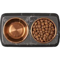 Frisco Copper Stainless Steel Double Dog & Cat Bowls With Black Marble Stand -Frisco Sales Store 253058 PT5. AC SS1800 V1616595394
