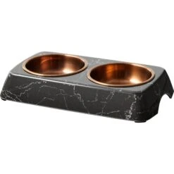 Frisco Copper Stainless Steel Double Dog & Cat Bowls With Black Marble Stand -Frisco Sales Store 253058 PT6. AC SS1800 V1616595467