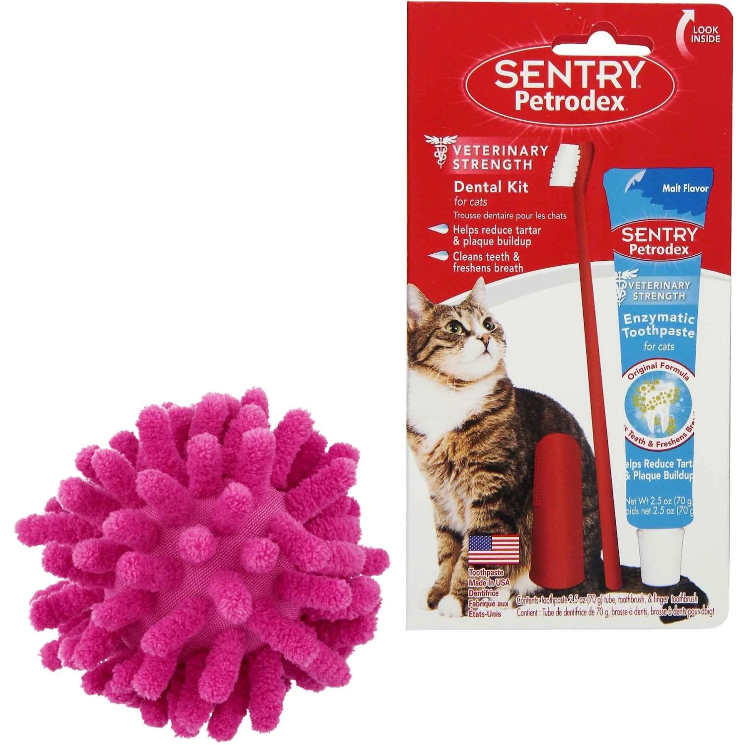 Frisco Moppy Ball Cat Toy With Catnip & Sentry Petrodex Veterinary Strength Enzymatic Malt Flavor Cat Dental Kit 1 Frisco Moppy Ball Cat Toy With Catnip & Sentry Petrodex Veterinary Strength Enzymatic Malt Flavor Cat Dental Kit