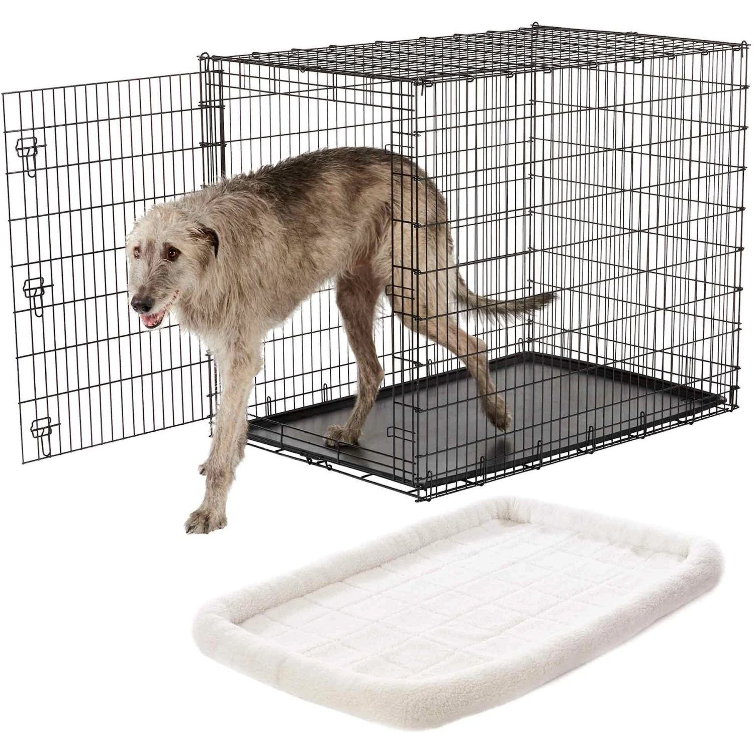 Frisco Heavy Duty Single Door Wire Dog Crate & Frisco Quilted Dog Crate Mat 1 Frisco Heavy Duty Single Door Wire Dog Crate & Frisco Quilted Dog Crate Mat