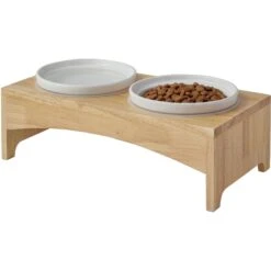 Frisco Ceramic Dog & Cat Double Diner With Elevated Wood Stand -Frisco Sales Store 256052 PT4. AC SS1800 V1615311799