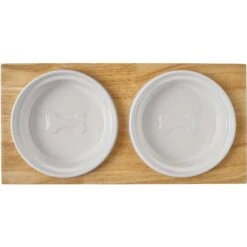 Frisco Ceramic Dog & Cat Double Diner With Elevated Wood Stand -Frisco Sales Store 256052 PT5. AC SS1800 V1615313559