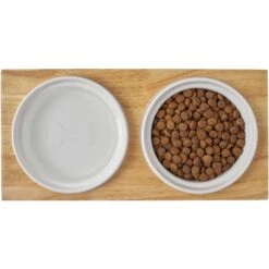 Frisco Ceramic Dog & Cat Double Diner With Elevated Wood Stand -Frisco Sales Store 256052 PT6. AC SS1800 V1615311469
