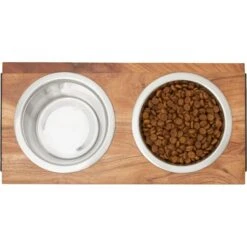 Frisco Wood Elevated Non-Skid Stainless Steel Double Diner Dog & Cat Bowl -Frisco Sales Store 257143 PT2. AC SS1800 V1615310833