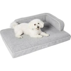 Frisco Faux Linen Corner Personalized Bolster Dog Bed W/Removable Cover, Harbour Blue, L -Frisco Sales Store 262160 PT2. AC SS1800 V1615568489