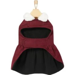 Frisco Mediumweight Pom Pom Bow Dog & Cat Peacoat Dress, Red -Frisco Sales Store 268200 PT5. AC SS1800 V1628824051