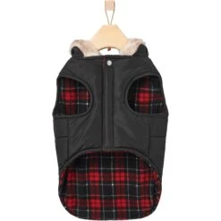 Frisco Mid-Heavyweight Cinching Insulated Dog & Cat Parka, Black/Red Plaid -Frisco Sales Store 268382 PT5. AC SS1800 V1628822843