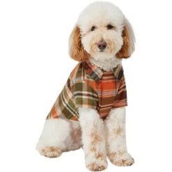 Frisco Orange & Olive Plaid Dog & Cat Flannel Shirt -Frisco Sales Store 268612 PT2. AC SS1800 V1637682457