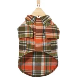 Frisco Orange & Olive Plaid Dog & Cat Flannel Shirt -Frisco Sales Store 268612 PT4. AC SS1800 V1637646113