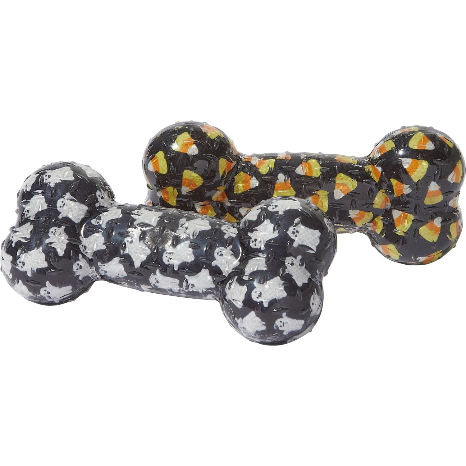 Frisco Halloween Candy Corn & Ghosts TPR Bone Squeaky Dog Toy, 2 Count 1 Frisco Halloween Candy Corn & Ghosts TPR Bone Squeaky Dog Toy, 2 Count