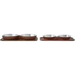 Frisco Silicone Stainless Steel Double Diner Dog & Cat Bowl, Brown 12 Frisco Silicone Stainless Steel Double Diner Dog & Cat Bowl, Brown -Frisco Sales Store 277551 PT5. AC SS1800 V1627936139