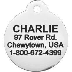 Frisco Chewy Stainless Steel Personalized Dog & Cat ID Tag With Enamel Infill, Round 6 Frisco Chewy Stainless Steel Personalized Dog & Cat ID Tag With Enamel Infill, Round -Frisco Sales Store 281947 PT4. AC SS1800 V1622726244