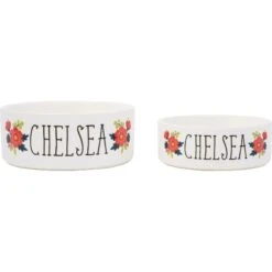 Frisco Flower Ceramic Personalized Dog Bowl 12 Frisco Flower Ceramic Personalized Dog Bowl -Frisco Sales Store 286985 PT5. AC SS1800 V1625860262