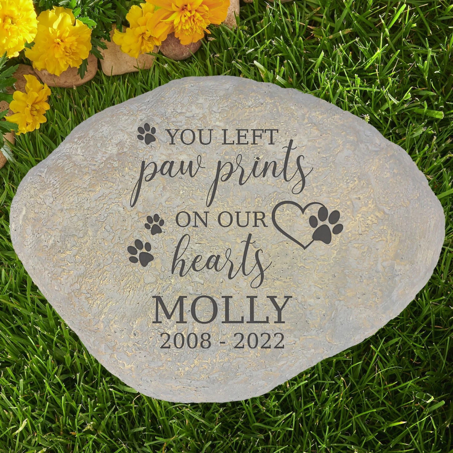 Frisco "Paws On Our Hearts" Personalized Dog & Cat Memorial Garden Stone 3 Frisco "Paws On Our Hearts" Personalized Dog & Cat Memorial Garden Stone - Image 3