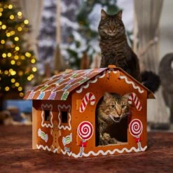 Frisco Holiday Gingerbread House Cardboard Cat House Cat Toy -Frisco Sales Store 287289 PT4. AC SS1800 V1694813217