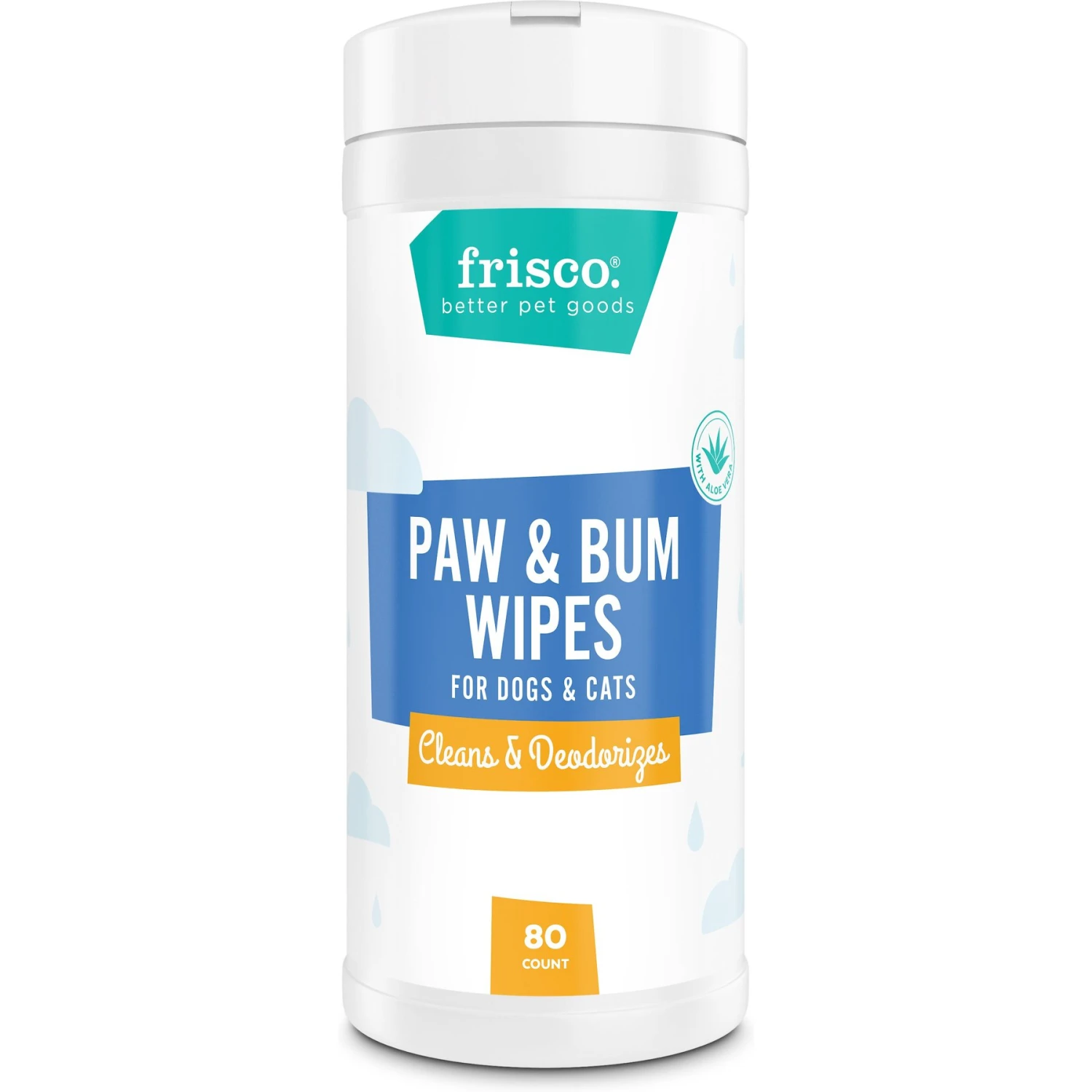 Frisco Deodorizing Paw & Bum Waterless Grooming Wipes For Dogs & Cats 1 Frisco Deodorizing Paw & Bum Waterless Grooming Wipes For Dogs & Cats