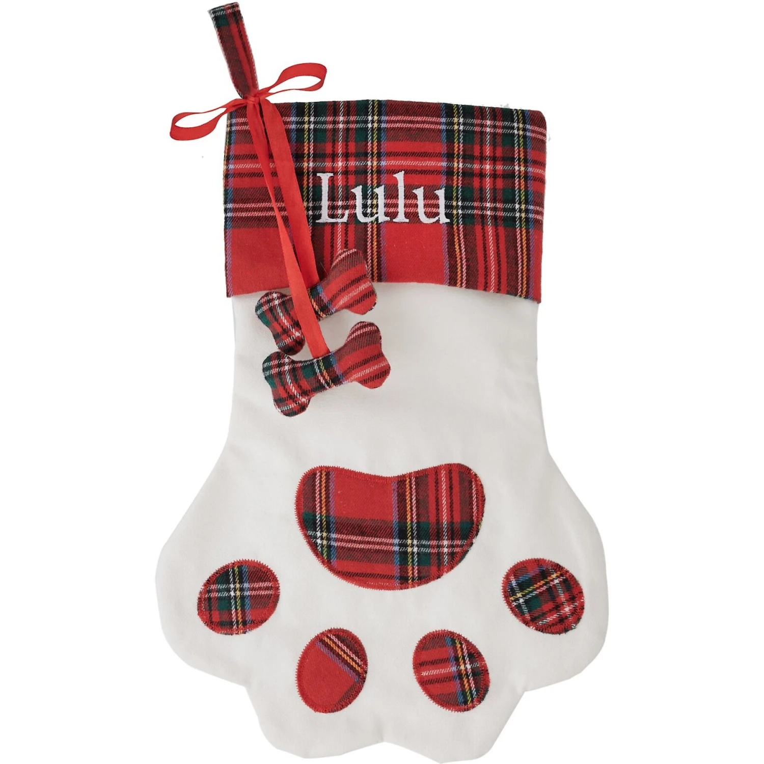 Frisco Paw Personalized Plaid Dog & Cat Stocking 1 Frisco Paw Personalized Plaid Dog & Cat Stocking