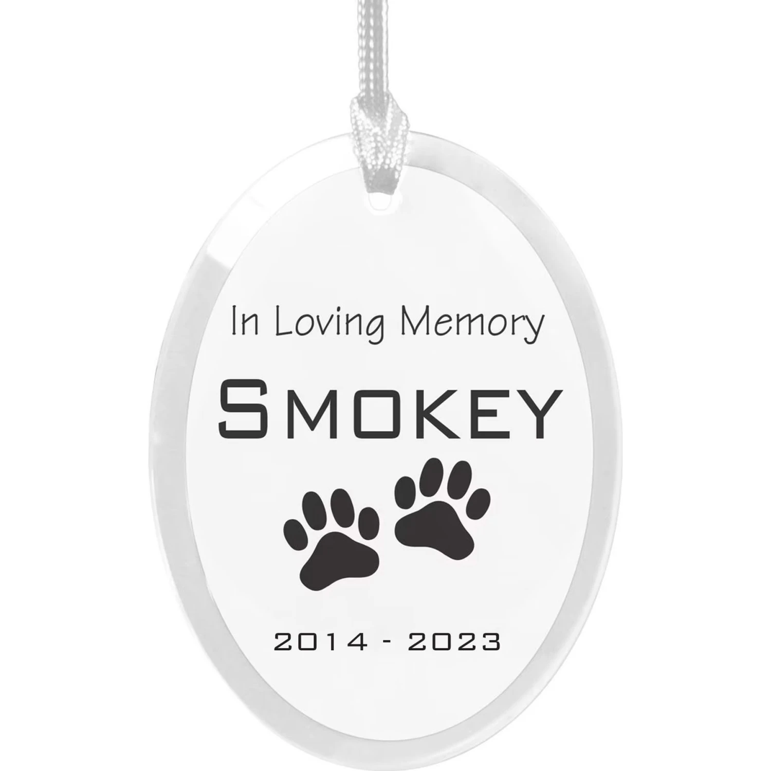 Frisco "In Loving Memory" Paw Glass Personalized Ornament 1 Frisco "In Loving Memory" Paw Glass Personalized Ornament